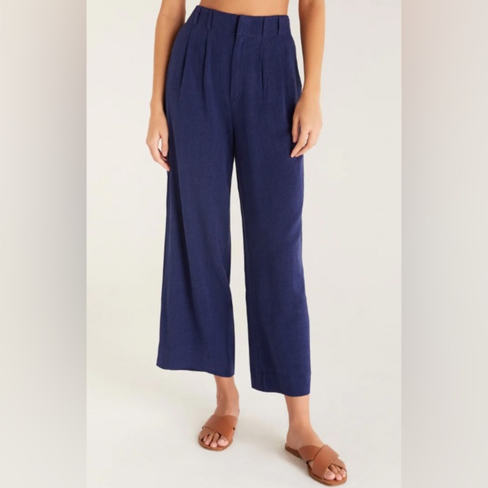 Z Supply Navy High Rise Wide-Leg Women's Pants